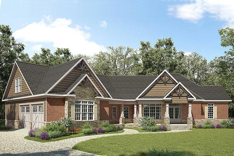 Craftsman Plan: 3,060 Square Feet, 3 Bedrooms, 3.5 Bathrooms - 6082-00005