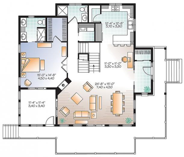Lake Front Plan: 2,340 Square Feet, 4 Bedrooms, 3 Bathrooms - 034-01112