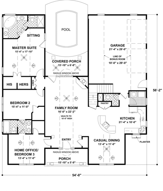 Traditional Plan: 1,798 Square Feet, 3 Bedrooms, 2.5 Bathrooms - 036-00049