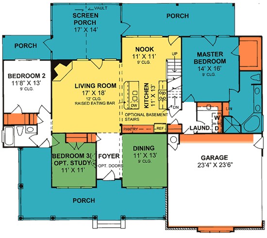 Country Plan: 1,838 Square Feet, 2-3 Bedrooms, 2 Bathrooms - 4848-00176