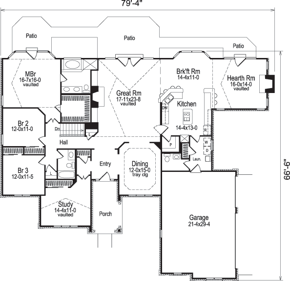 Ranch Plan: 2,723 Square Feet, 3 Bedrooms, 2.5 Bathrooms - 5633-00067