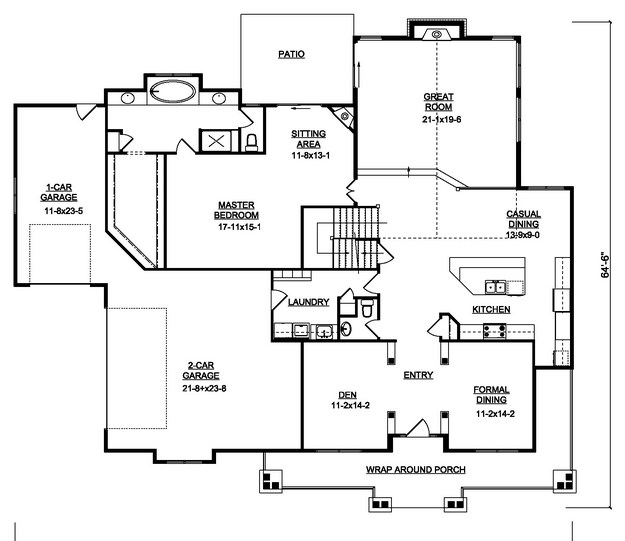 Bungalow Plan: 3,339 Square Feet, 4 Bedrooms, 3.5 Bathrooms - 5631-00023