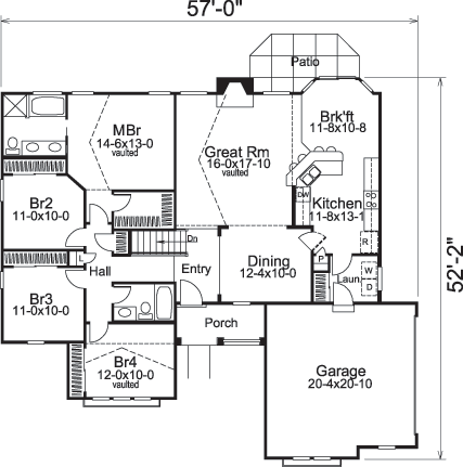 Cape Cod Plan: 1,761 Square Feet, 4 Bedrooms, 2 Bathrooms - 5633-00084