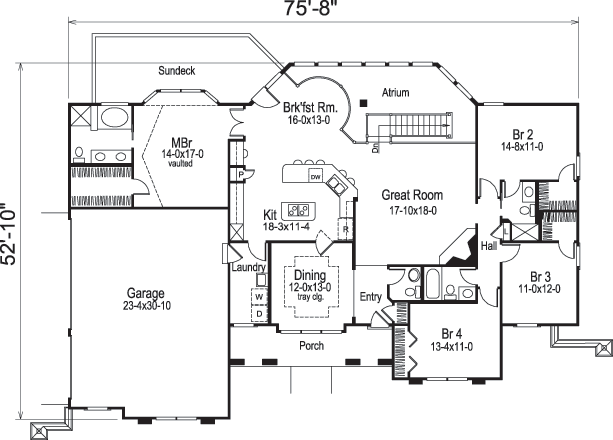 Ranch Plan: 2,539 Square Feet, 4 Bedrooms, 3.5 Bathrooms - 5633-00163