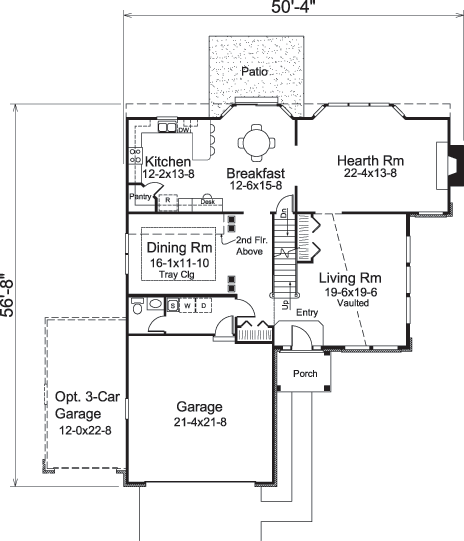 Traditional Plan: 2,360 Square Feet, 3 Bedrooms, 2.5 Bathrooms - 5633-00198