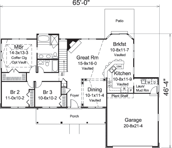 Southern Plan: 1,562 Square Feet, 3 Bedrooms, 2 Bathrooms - 5633-00218