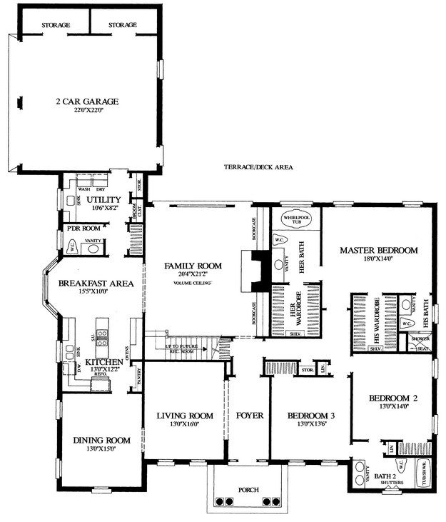 Traditional Plan: 2,869 Square Feet, 3 Bedrooms, 2.5 Bathrooms - 7922-00138