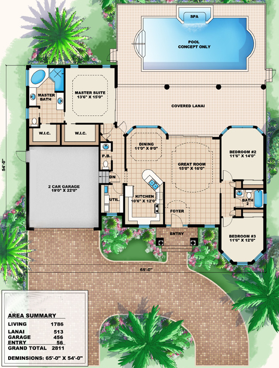 Mediterranean Plan: 1,786 Square Feet, 2-3 Bedrooms, 2.5 Bathrooms ...