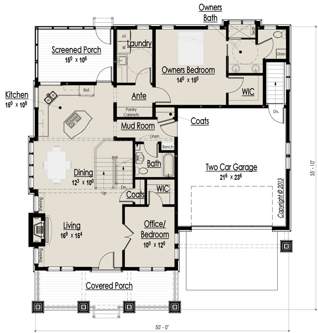 Cottage Plan: 1,902 Square Feet, 3 Bedrooms, 3 Bathrooms - 7806-00014