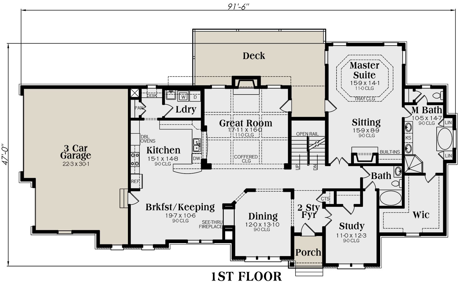 Craftsman Plan: 4,242 Square Feet, 4 Bedrooms, 5 Bathrooms - 009-00217