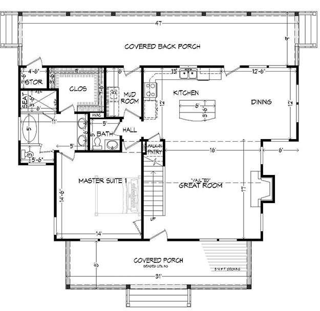 Cottage Plan: 1,973 Square Feet, 3 Bedrooms, 3.5 Bathrooms - 940-00011