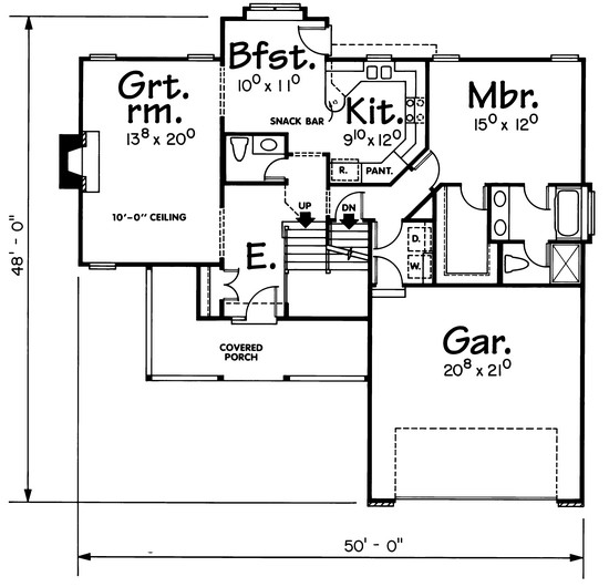 Country Plan: 1,615 Square Feet, 3 Bedrooms, 2.5 Bathrooms - 402-00735