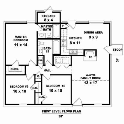 Floorplan 1 for House Plan #053-02285