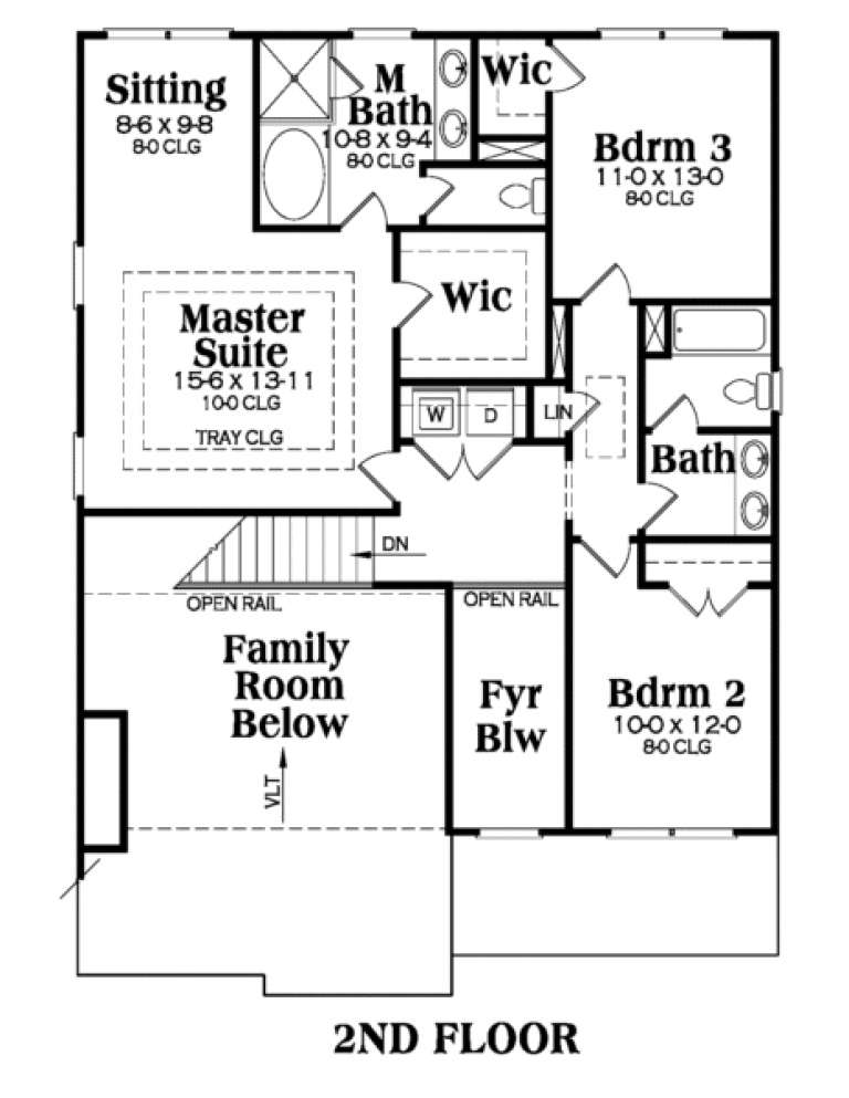 Traditional Plan: 2,044 Square Feet, 3 Bedrooms, 2.5 Bathrooms - 009-00107