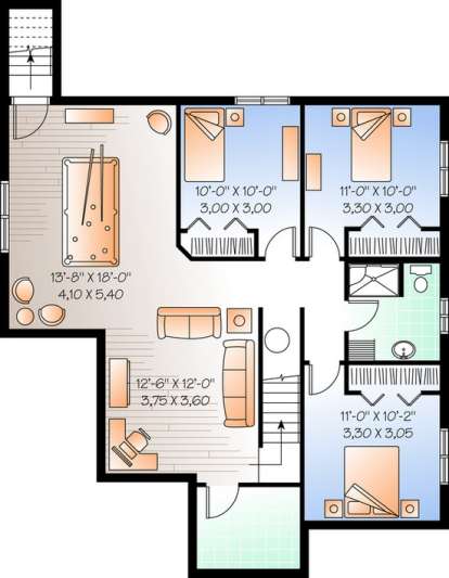 Floorplan 1 for House Plan #034-00960