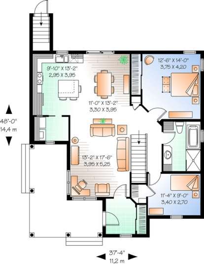 Floorplan 2 for House Plan #034-00960