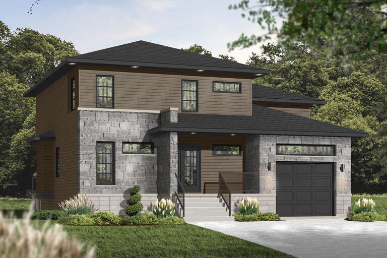 Modern Plan: 2,072 Square Feet, 3-4 Bedrooms, 2.5 Bathrooms - 034-00990