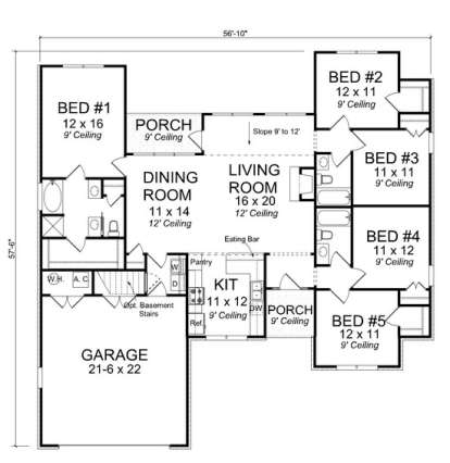 Floorplan 1 for House Plan #4848-00002