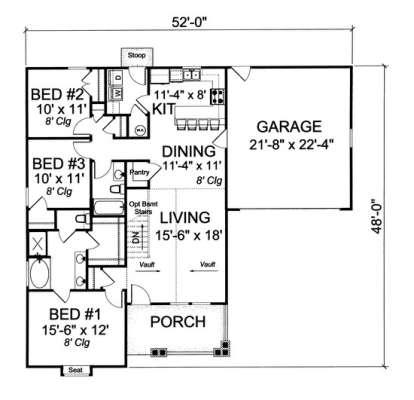 Floorplan 1 for House Plan #4848-00101