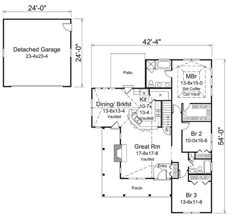 Ranch Plan: 1,582 Square Feet, 3 Bedrooms, 2 Bathrooms - 5633-00213