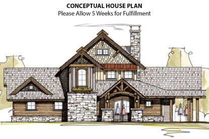 Mountain Rustic House Plan #8504-00045 Elevation Photo