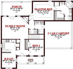 Country Plan: 1,744 Square Feet, 3 Bedrooms, 2.5 Bathrooms - 1070-00224