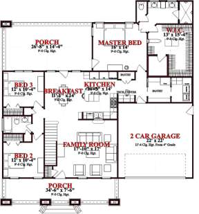 Ranch Plan: 2,712 Square Feet, 5 Bedrooms, 3 Bathrooms - 1070-00241