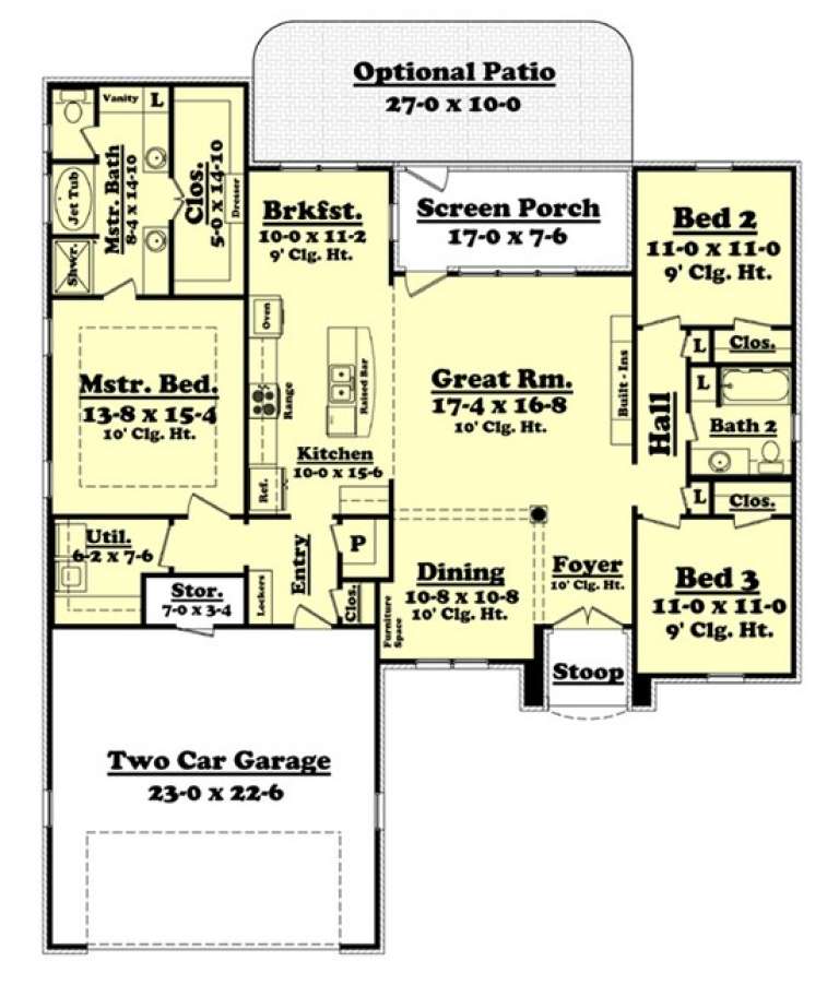 European Plan: 1,764 Square Feet, 3 Bedrooms, 2 Bathrooms - 041-00071