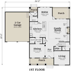 Craftsman Plan: 3,009 Square Feet, 4 Bedrooms, 2.5 Bathrooms - 009-00221