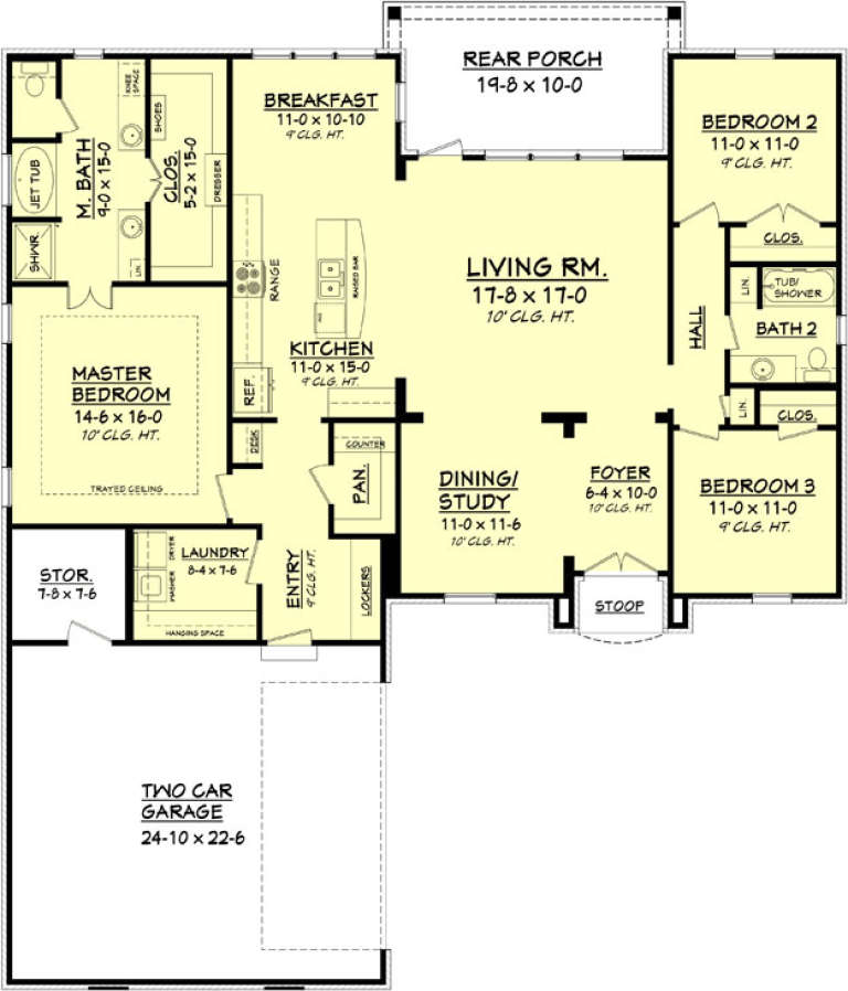 Country Plan: 1,945 Square Feet, 3 Bedrooms, 2 Bathrooms - 041-00090