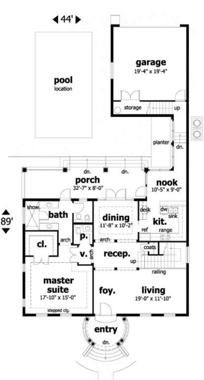 First Floor for House Plan #028-00016