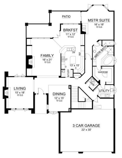 Floorplan 1 for House Plan #5445-00235