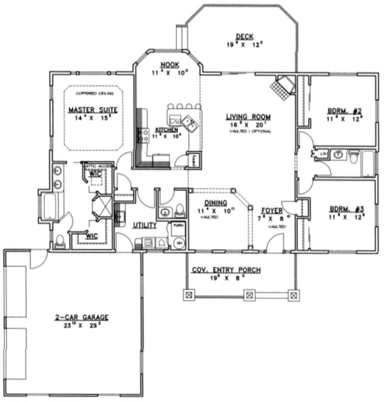 Contemporary Plan: 1,898 Square Feet, 3 Bedrooms, 2.5 Bathrooms - 039-00360