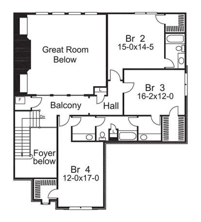 Upper Floor Plan for House Plan #5633-00250