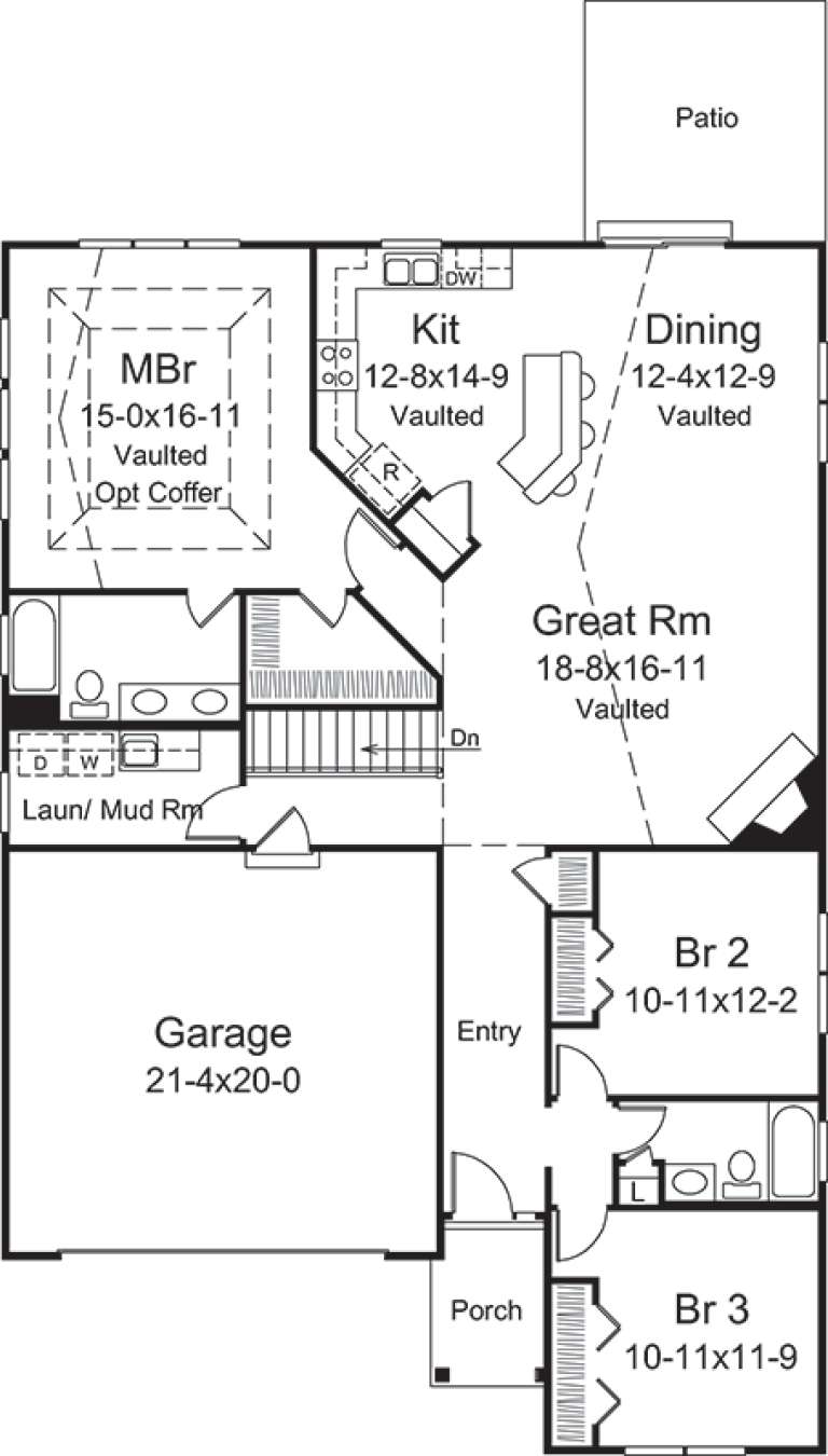 Country Plan: 1,762 Square Feet, 3 Bedrooms, 2 Bathrooms - 5633-00264