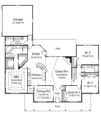 Main Floor Plan for House Plan #5633-00275