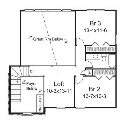 Upper Floor Plan for House Plan #5633-00278