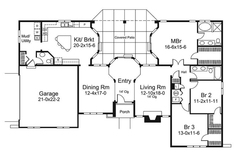 Florida Plan: 2,072 Square Feet, 3 Bedrooms, 2.5 Bathrooms - 5633-00298