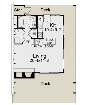 Lake Front Plan: 865 Square Feet, 2 Bedrooms, 1 Bathroom - 5633-00325