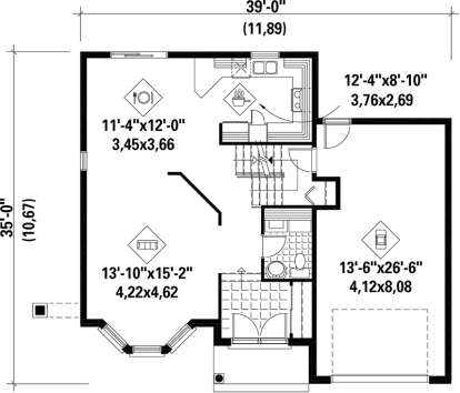 Main Floor Plan for House Plan #6146-00095