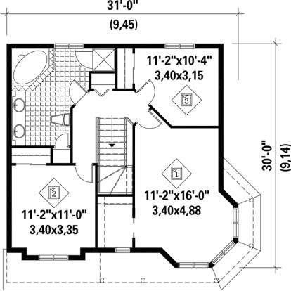 Upper Floor Plan for House Plan #6146-00111