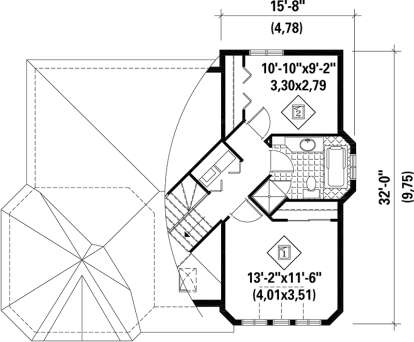 Upper Floor Plan for House Plan #6146-00169