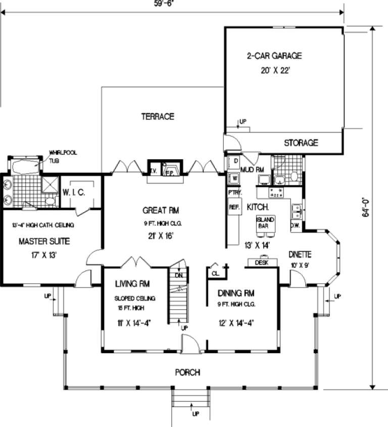 Country Plan: 2,177 Square Feet, 4 Bedrooms, 2.5 Bathrooms - 033-00018