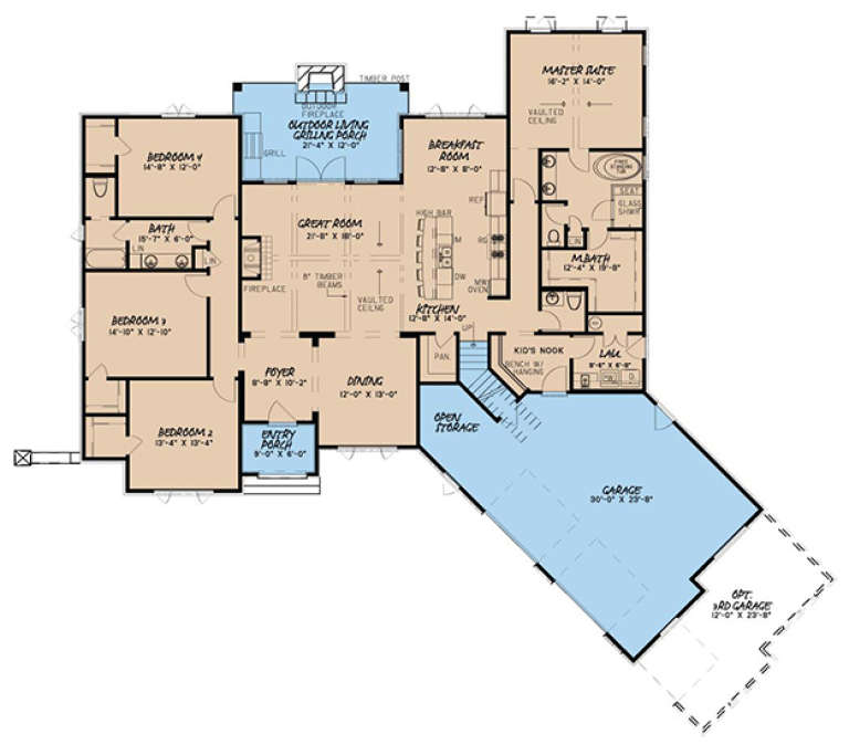 European Plan: 2,647 Square Feet, 4 Bedrooms, 2.5 Bathrooms - 8318-00018