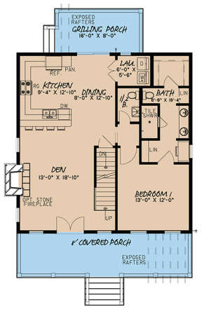 Cabin Plan: 1,661 Square Feet, 3 Bedrooms, 3.5 Bathrooms - 8318-00020