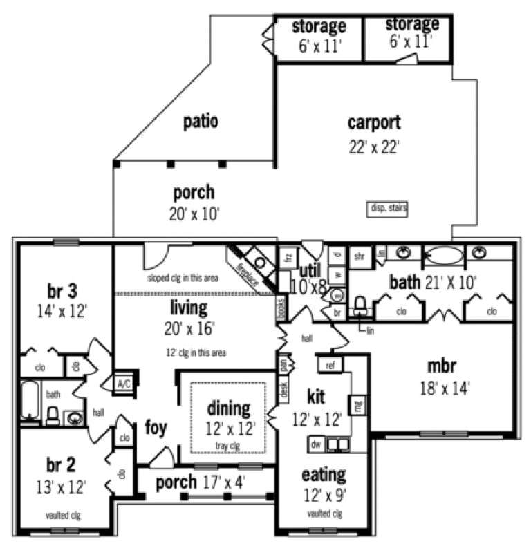 Traditional Plan: 1,868 Square Feet, 3 Bedrooms, 2 Bathrooms - 048-00106