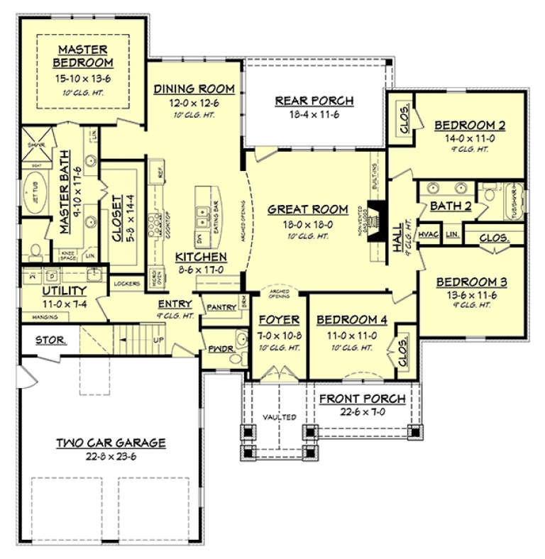 French Country Plan: 2,329 Square Feet, 4 Bedrooms, 2.5 Bathrooms - 041 ...