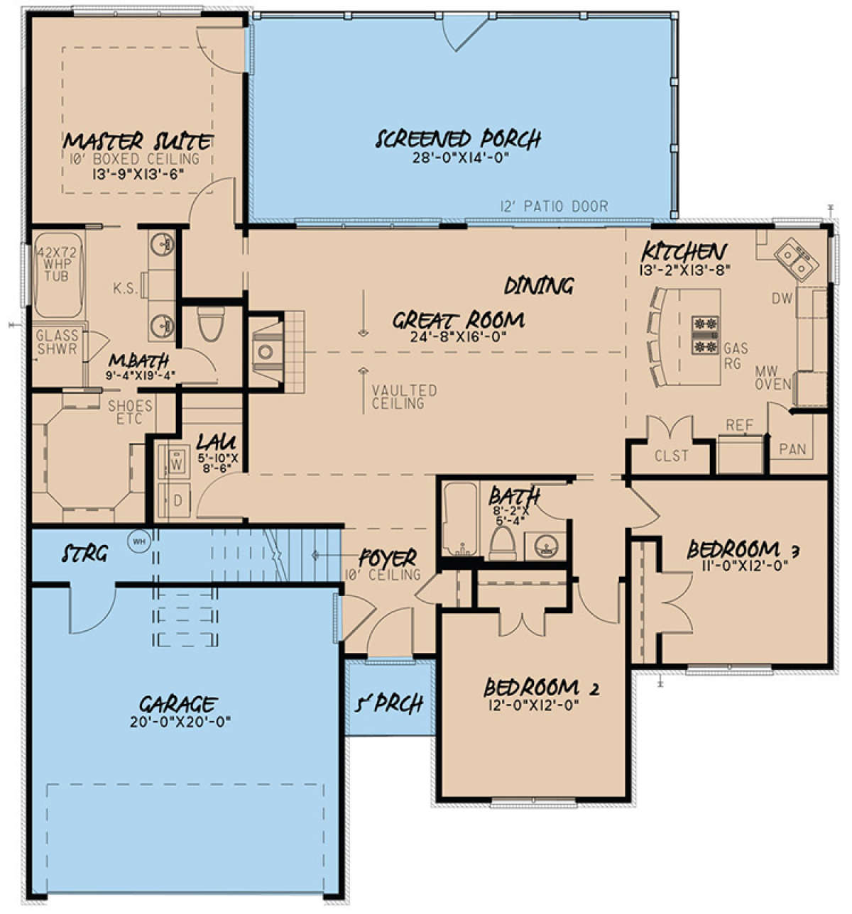 Traditional Plan: 1,640 Square Feet, 3 Bedrooms, 2 Bathrooms - 8318-00039