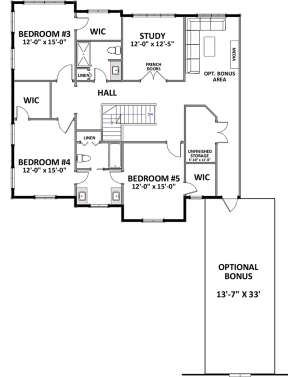 Farmhouse Plan: 2,985 Square Feet, 5 Bedrooms, 3.5 Bathrooms - 041-00270