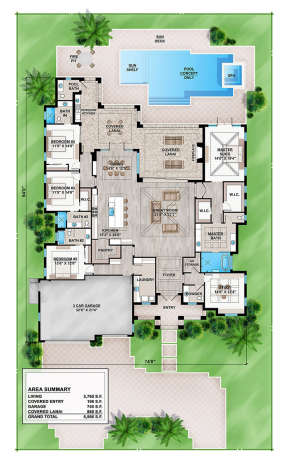 Coastal Plan: 3,765 Square Feet, 4 Bedrooms, 5 Bathrooms - 207-00057